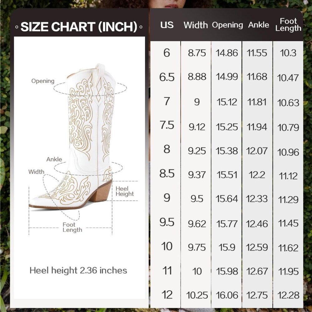 Women White Knee High Boots Cowgirl Boots Cowboy Tall Boots Western Wide Calf - Picture 9 of 9